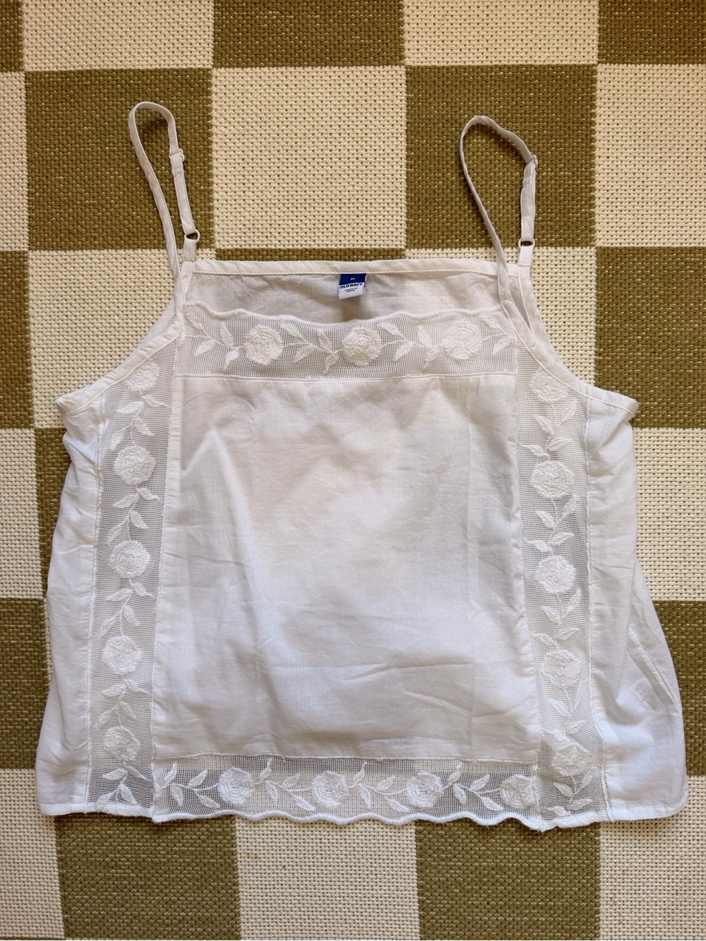 White Embroidered Linen Cami Top